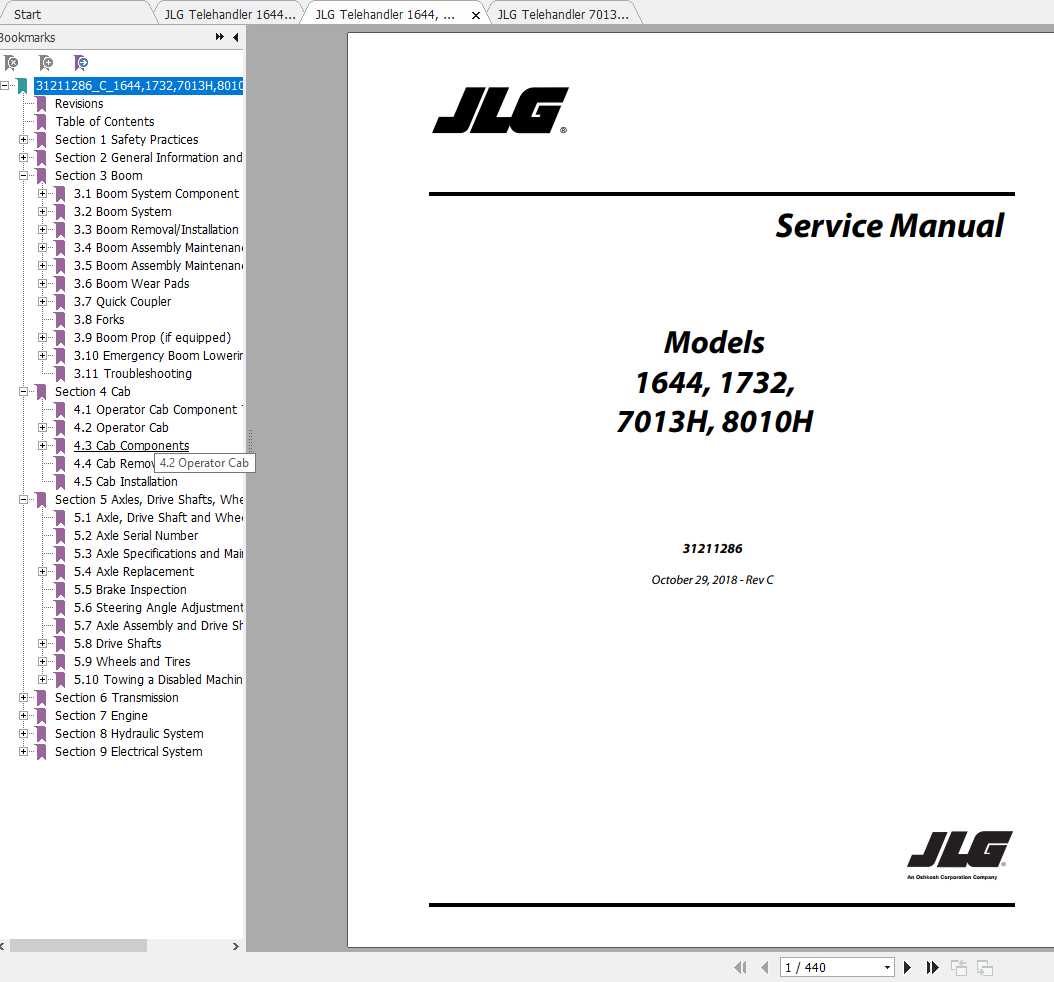 JLG Telehandler 7013H Operation Service Parts Manuals 1