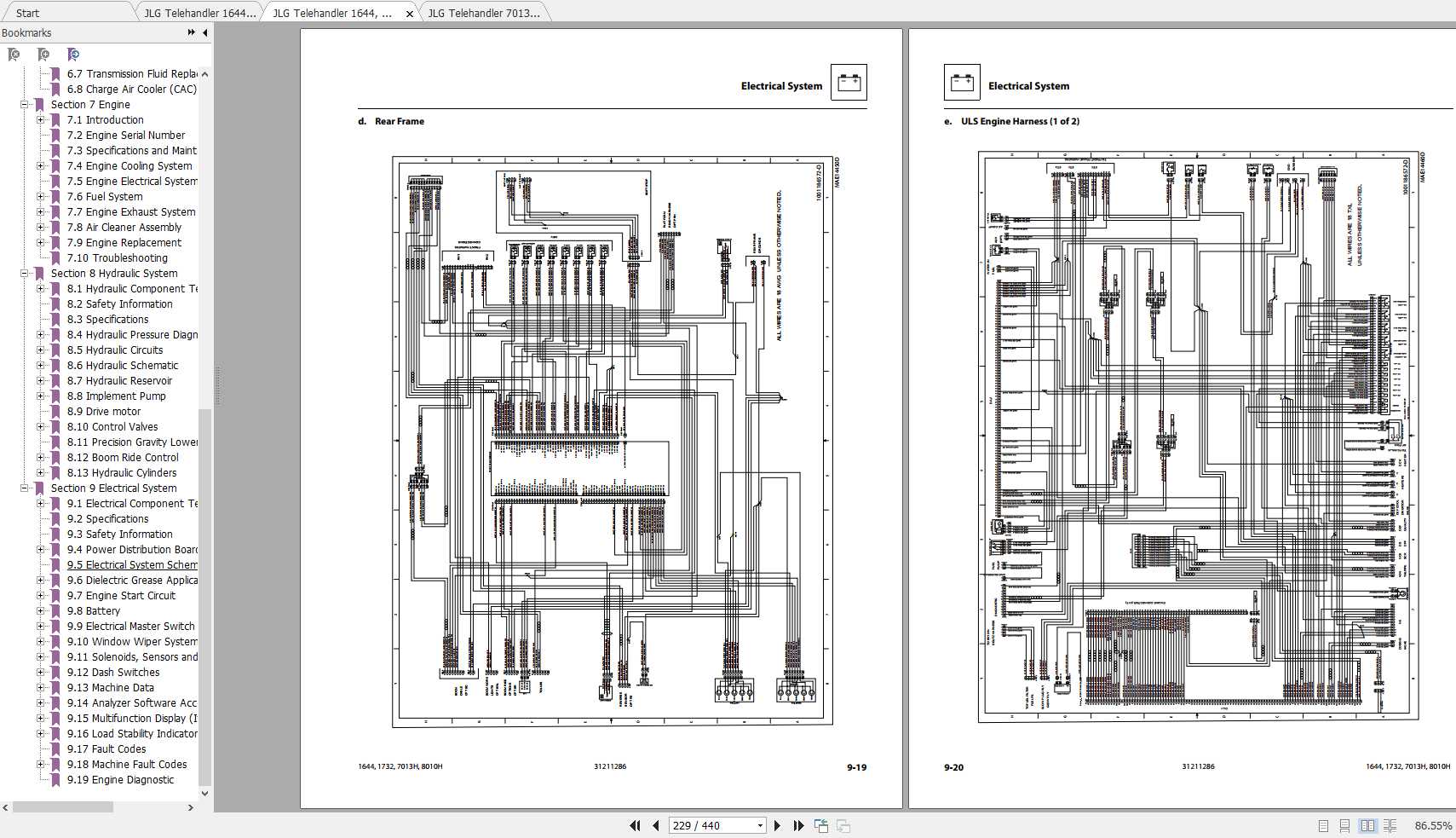 JLG Telehandler 7013H Operation, Service & Parts Manuals