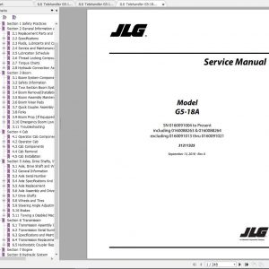 JLG Telehandler G5 18A Operation Service Parts Manuals 1