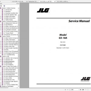JLG Telehandler G5 18A PVC 1911 Operation Service Parts Manuals 1