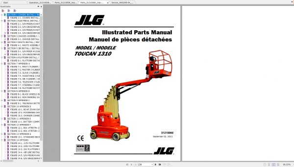 JLG Toucan 1210 1310 Mast Lift Operators Service Parts Manuals 2