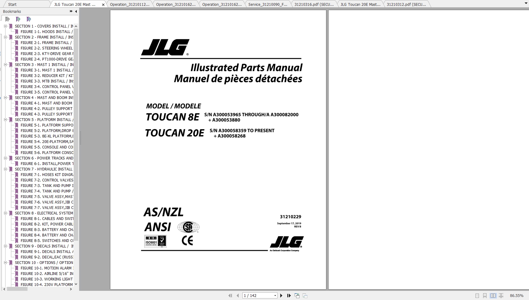 JLG Toucan 20E Mast Boom Lift Operators Service & Parts Manuals