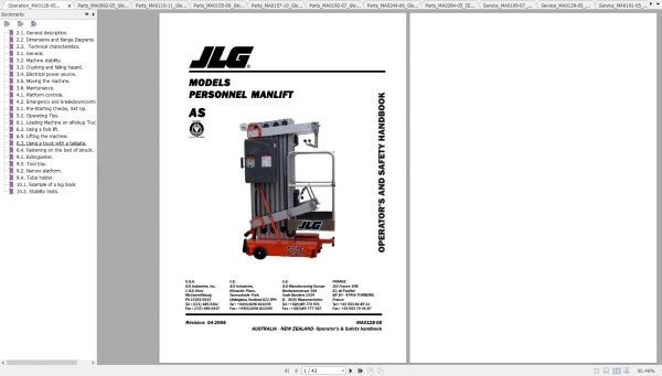 JLG Toucan P20PM26 P21 P25PM31 P30PM36 P35PM41 2 PM41 P40 Operators Service Parts Manuals 3