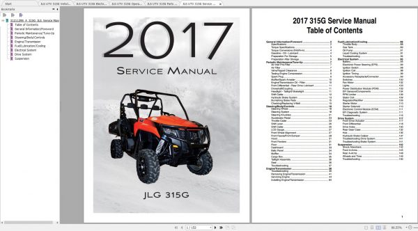 JLG UTV 315G Operatior Service Parts Manuals 1