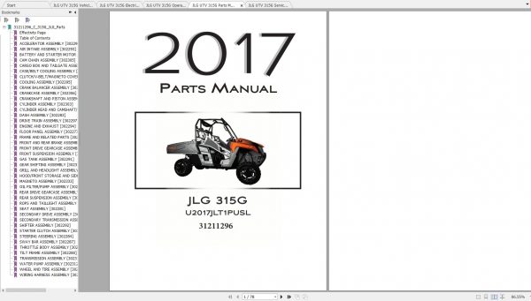 JLG UTV 315G Operatior Service Parts Manuals 2