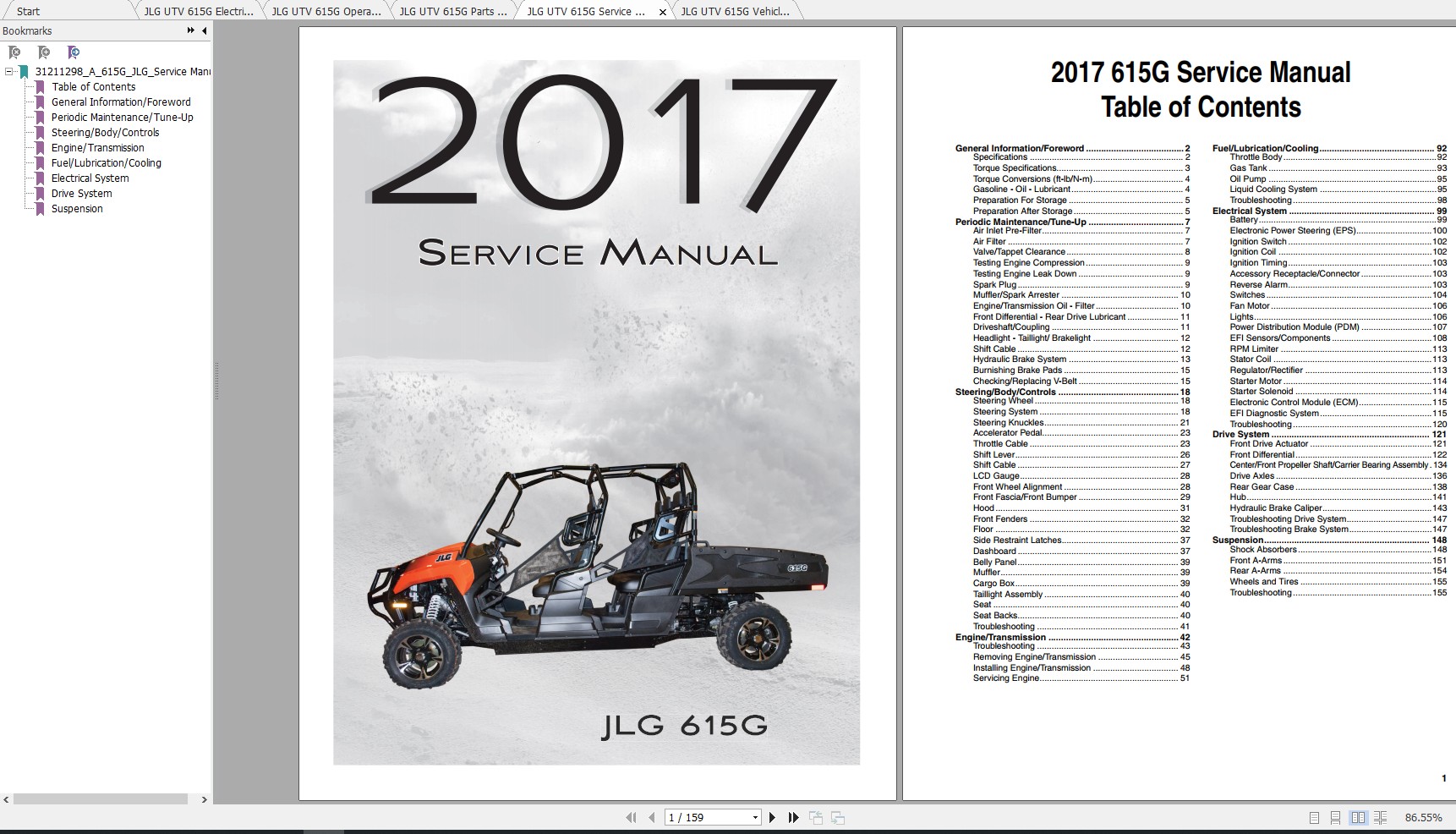 JLG UTV 615G Operatior Service Parts Manuals 1