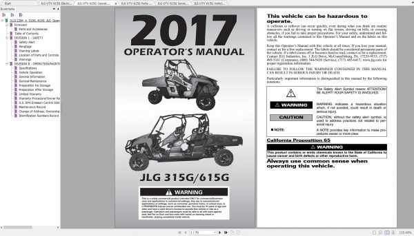 JLG UTV 615G Operatior Service Parts Manuals 3