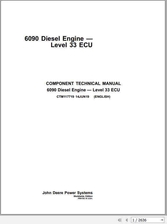 John Deere 6090 Diesel Engine Component Technical ManualCTM117719 1