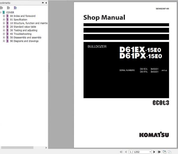 Komatsu Bulldozer D61EXD61PX 15E0 Shop Manual 1