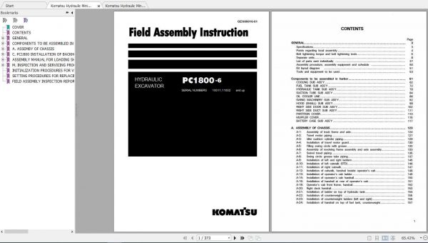 Komatsu Hydraulic Mining Shovels PC1800 6 Field Assembly Manual 2
