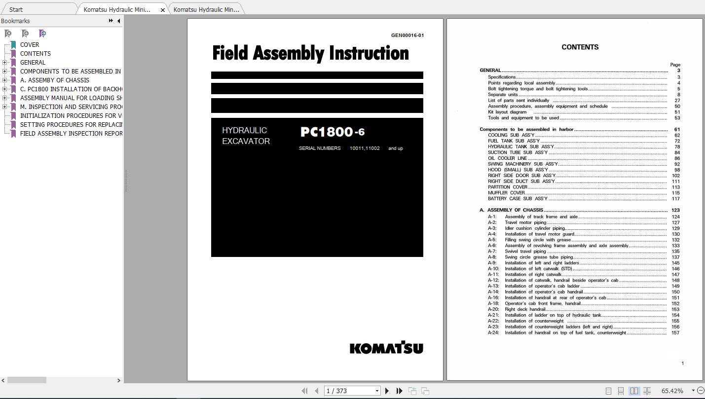 Komatsu Hydraulic Mining Shovels PC1800 6 Field Assembly Manual 2