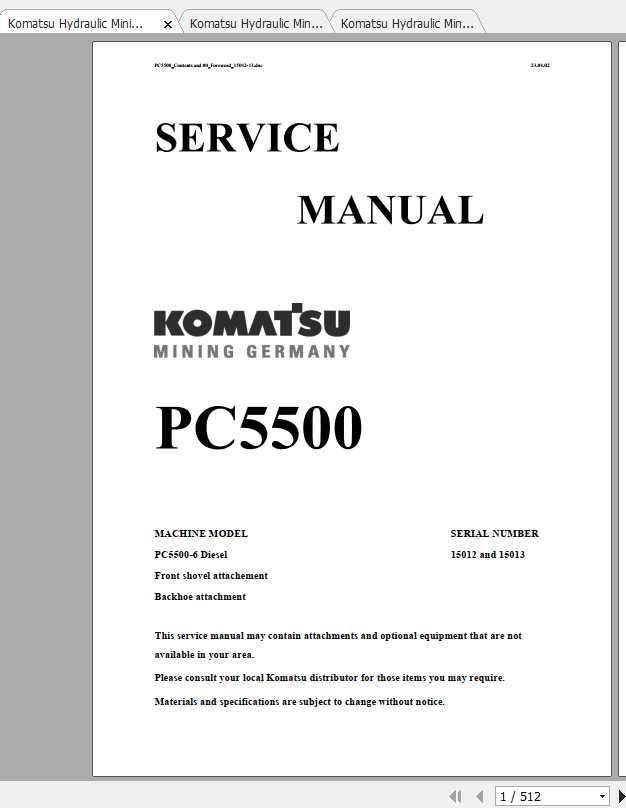 Komatsu Hydraulic Mining Shovels PC5500 6 Service Manual 1