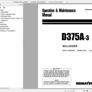 Komatsu Mining Bulldozers D375A 3 Operation and Maintenance Manual 1