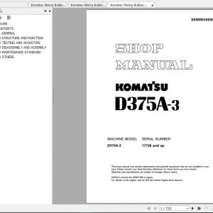Komatsu Mining Bulldozers D375A 3 Shop Manual 1