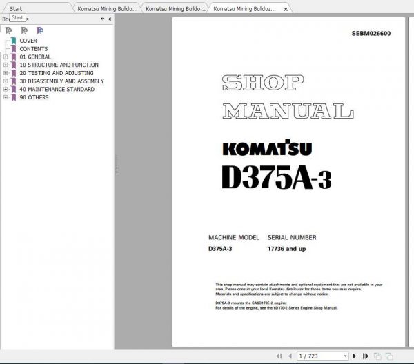 Komatsu Mining Bulldozers D375A 3 Shop Manual 1