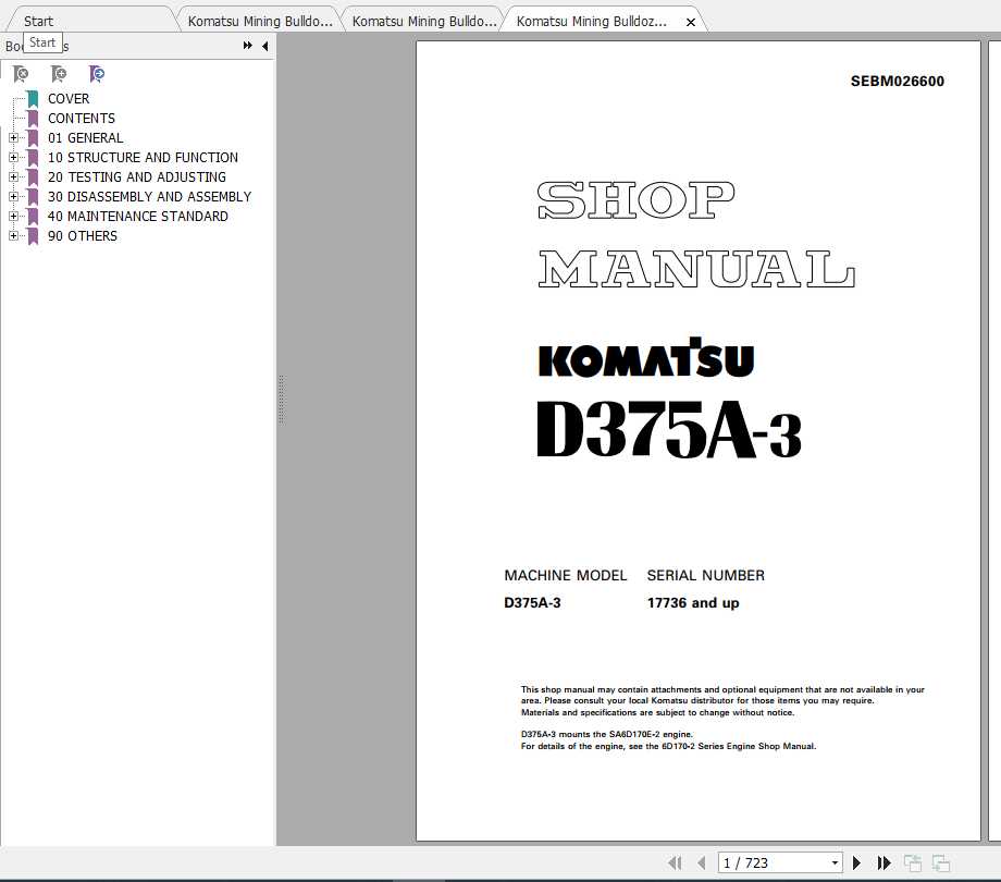 Komatsu Mining Bulldozers D375A 3 Shop Manual 1