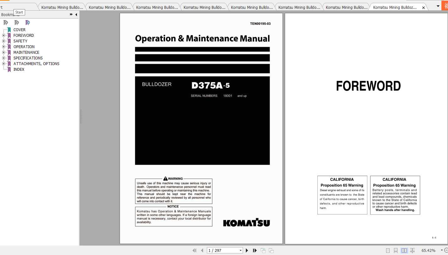 Komatsu Mining Bulldozers D375A 5 Operation and Maintenance Manual 2