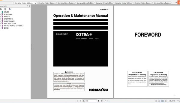 Komatsu Mining Bulldozers D375A 5 Operation and Maintenance Manual 3