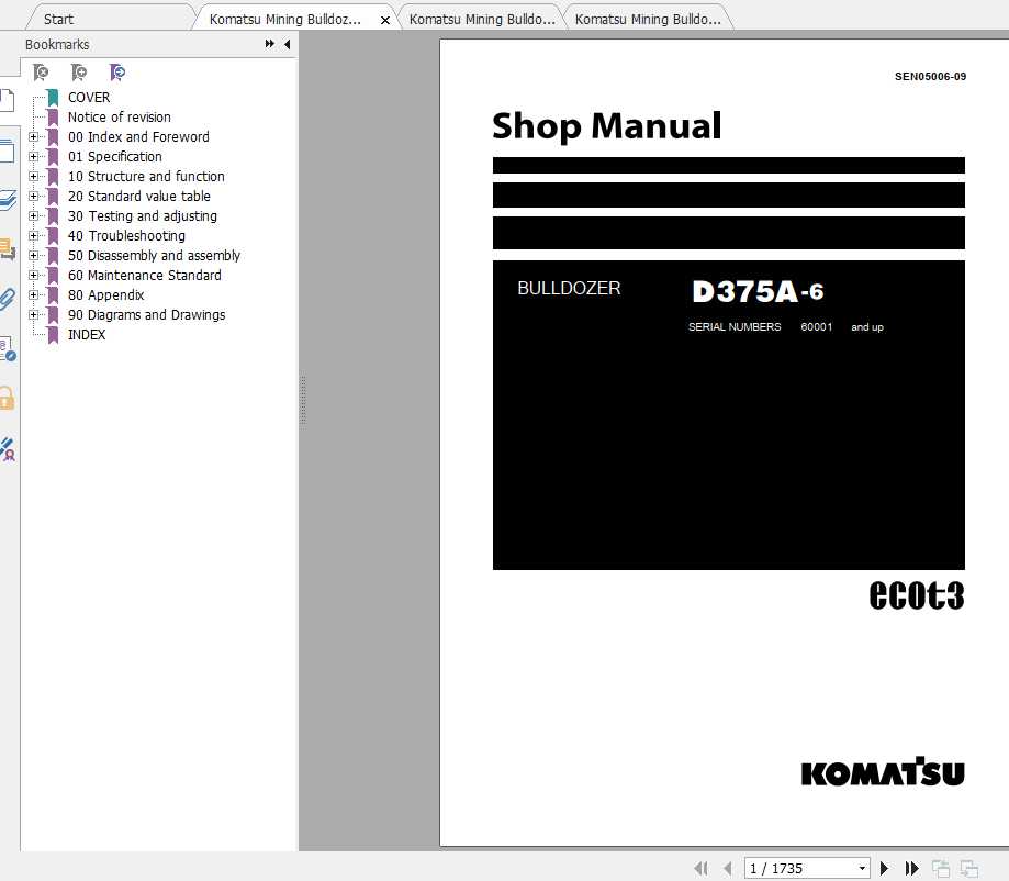 Komatsu Mining Bulldozers D375A 6 Shop Manual 2
