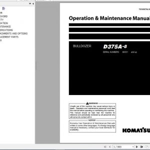 Komatsu Mining Bulldozers D375A 8 Operation and Maintenance ManualTEN00764 02 1