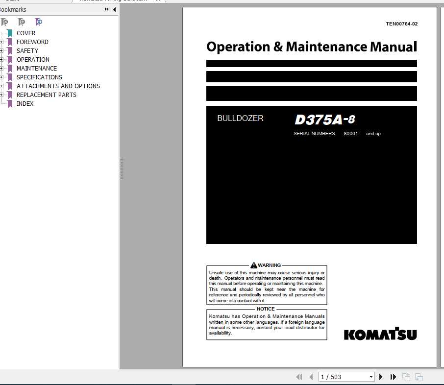 Komatsu Mining Bulldozers D375A 8 Operation and Maintenance ManualTEN00764 02 1