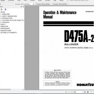 Komatsu Mining Bulldozers D475A 2 Operation and Maintenance Manual 2