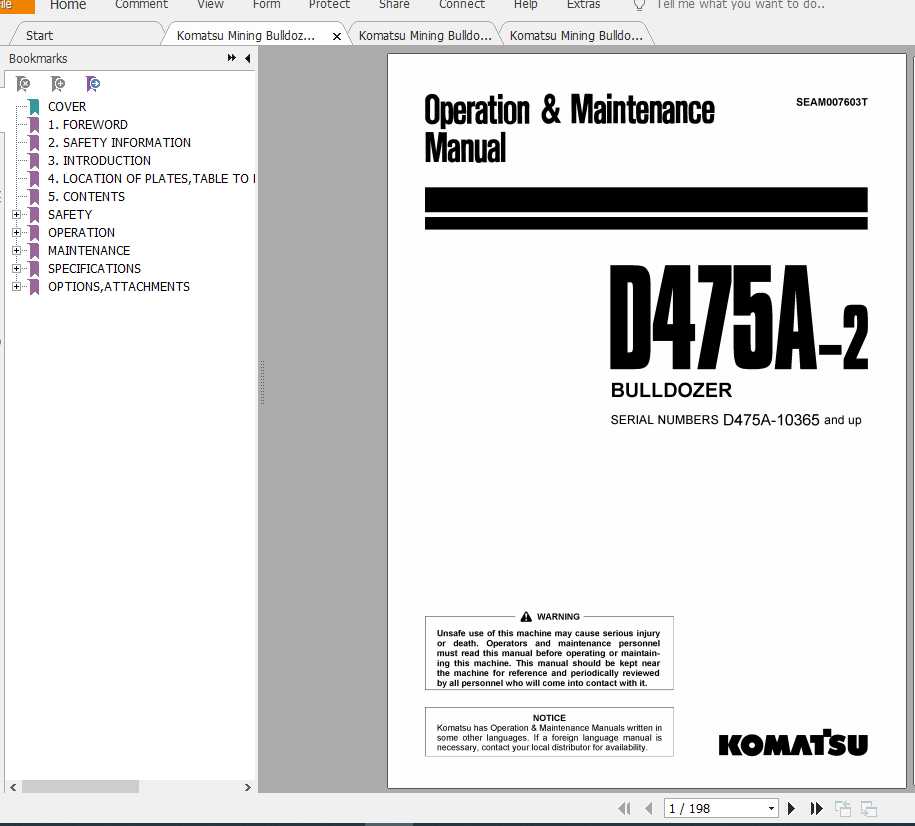 Komatsu Mining Bulldozers D475A 2 Operation and Maintenance Manual 2