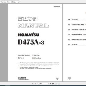 Komatsu Mining Bulldozers D475A 3 Shop Manual 1