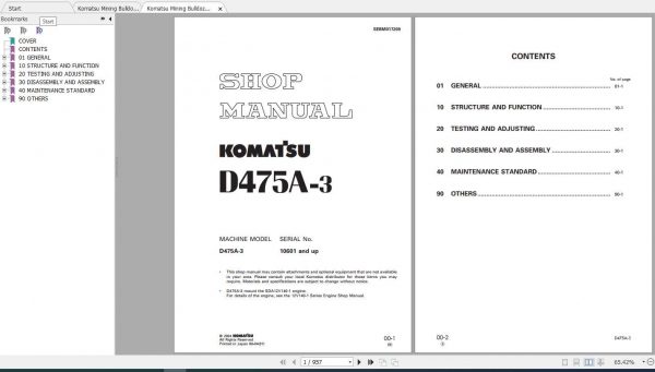 Komatsu Mining Bulldozers D475A 3 Shop Manual 1