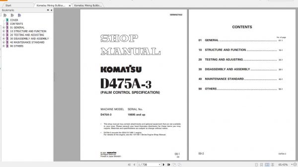 Komatsu Mining Bulldozers D475A 3 Shop Manual 2