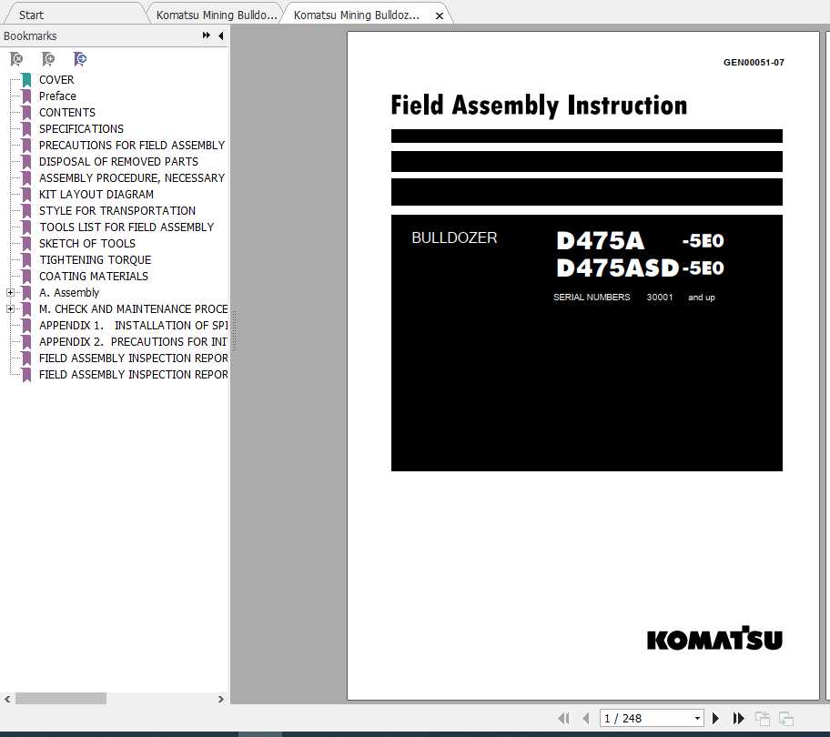 Komatsu Mining Bulldozers D475A 5 Field Assembly Manual 1