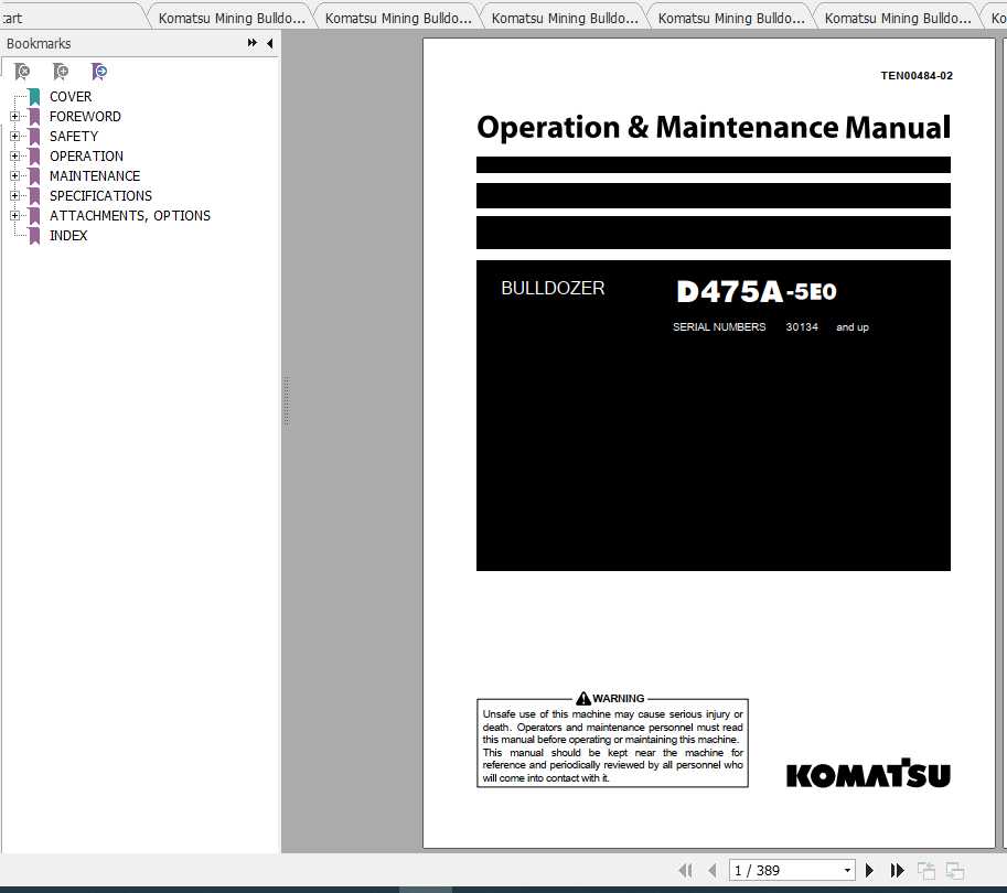 Komatsu Mining Bulldozers D475A 5 Operation and Maintenance Manual 2