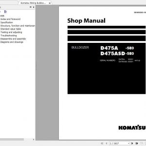Komatsu Mining Bulldozers D475A 5 Shop ManualSEN00203 18 1