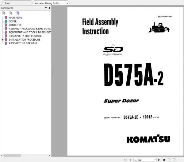 Komatsu Mining Bulldozers D575A 2 Field Assembly ManualSEAWD00500 1