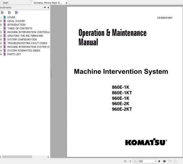 Komatsu Mining Rigid Dump Trucks 860E 1K 960E 1KT Operation and Maintenance ManualCEAM031801 1
