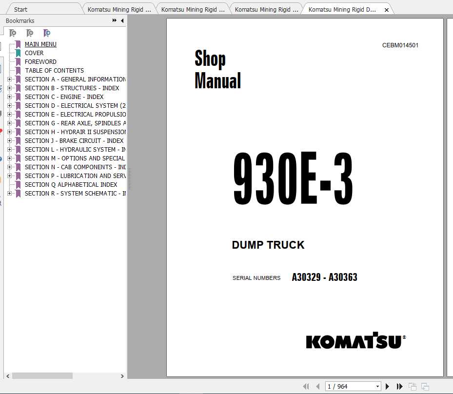 Komatsu Mining Rigid Dump Trucks 930E 3 Shop Manual 2