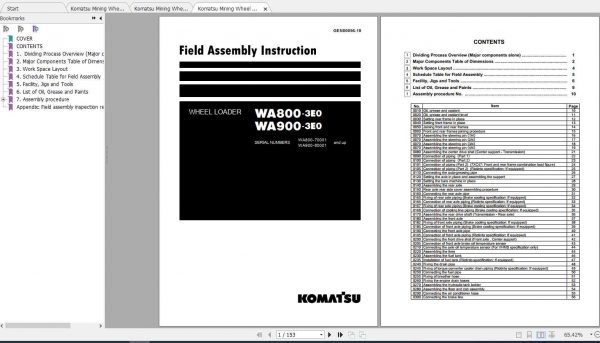Komatsu Mining Wheel Loaders WA800 3 Field Assembly Manual 1