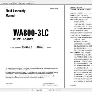 Komatsu Mining Wheel Loaders WA800 3 Field Assembly Manual 2