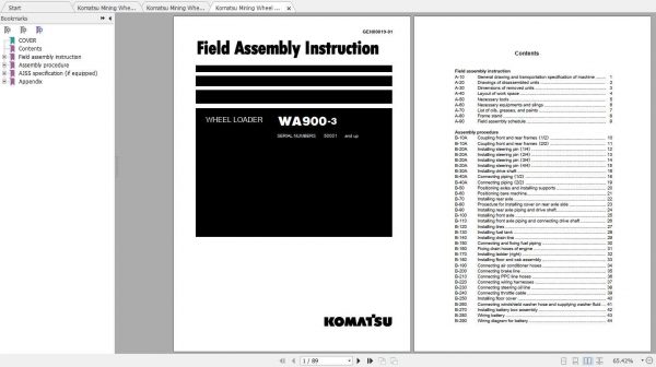 Komatsu Mining Wheel Loaders WA900 3 Field Assembly Manual 1