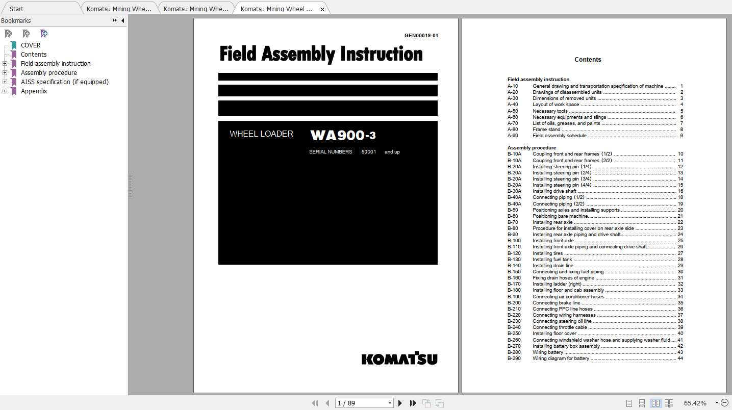 Komatsu Mining Wheel Loaders WA900 3 Field Assembly Manual 1