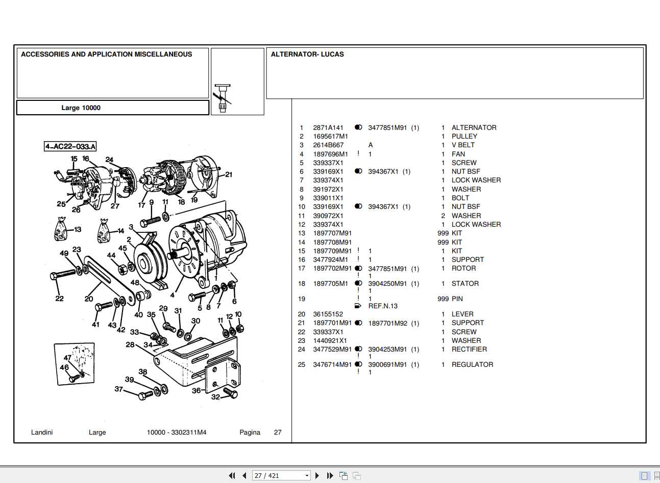 Landini Tractor 10000 Parts Catalog3302311M4 1