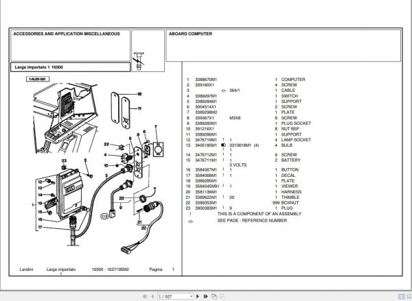 Landini Tractor 16500 Parts Catalog1637195M1 1