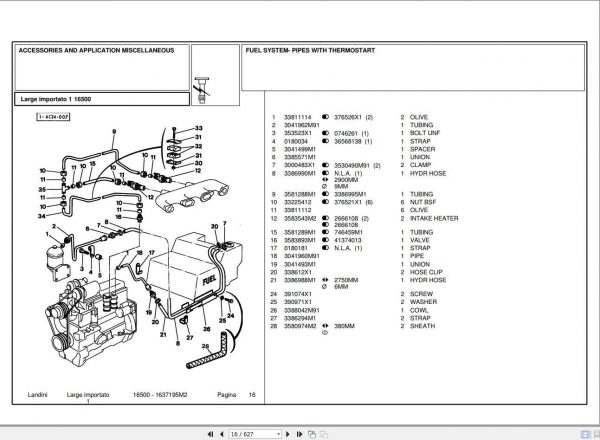 Landini Tractor 16500 Parts Catalog1637195M1 2