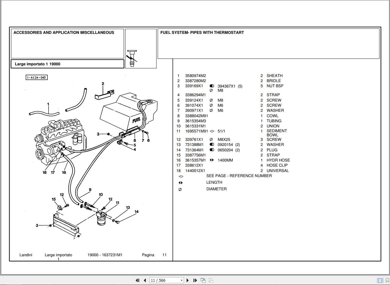 Landini Tractor 19000 Parts Catalog1637231M1 1
