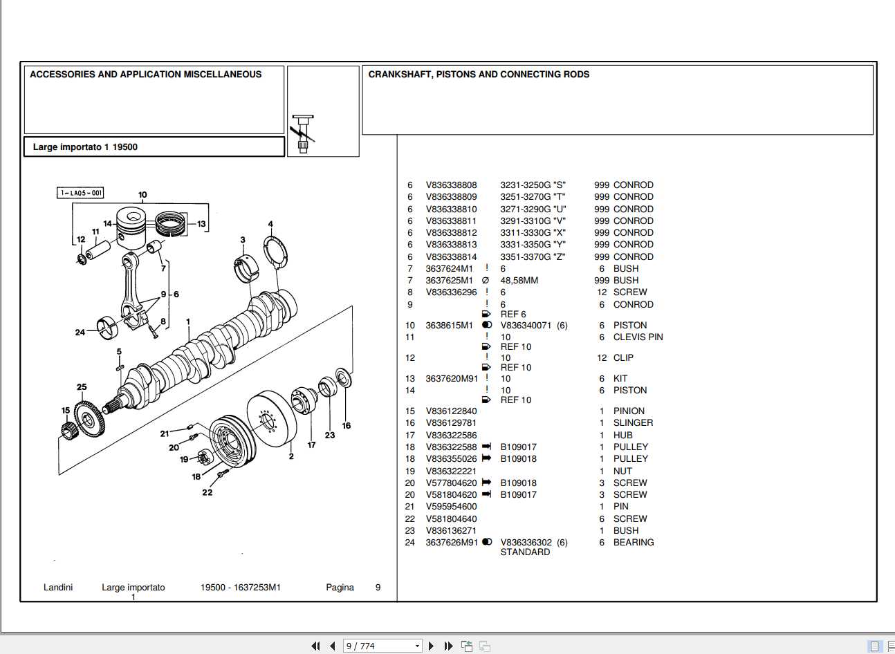 Landini Tractor 19500 Parts Catalog1637253M1 1