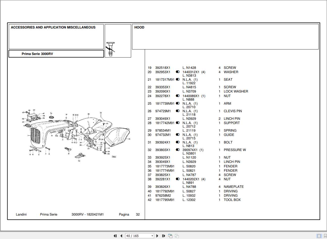 Landini Tractor 3000RV Parts Catalog1820421M1 2