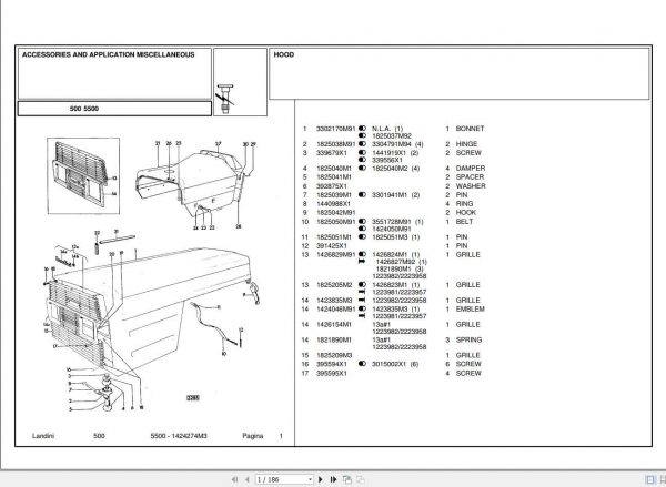 Landini Tractor 5500 Parts Catalog1424274M3 1