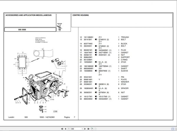 Landini Tractor 5505 Parts Catalog1427423M1 1