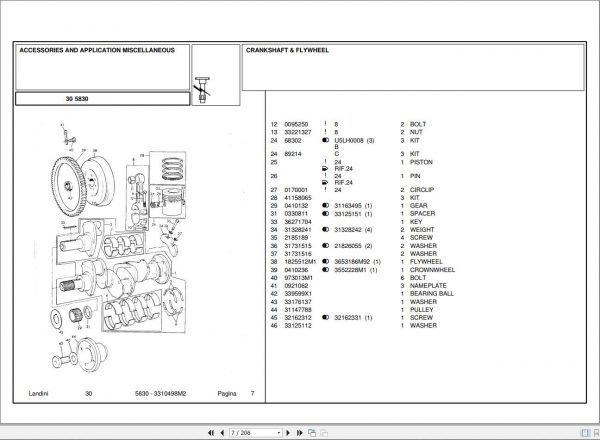 Landini Tractor 5830 Parts Catalog3310498M2 1