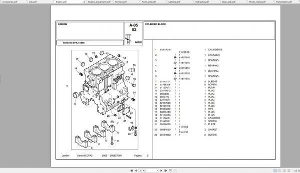 Landini Tractor 5865 Parts Catalog 1
